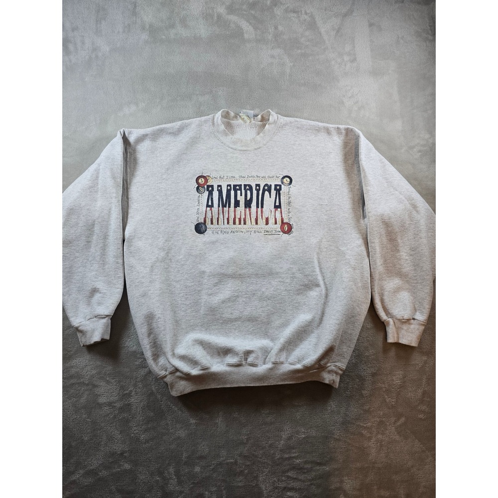 Vintage Sweatshirt XL Gray America My Home Sweet Home Graphic 2000 Y2K *Read